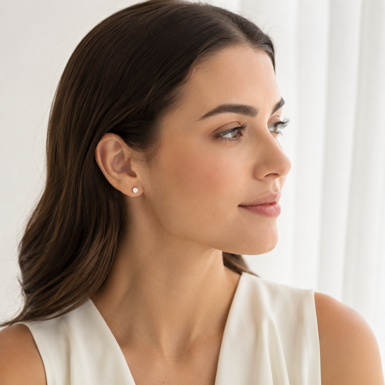 Brinco Ponto de Luz Banhado a Ouro 18k com Zircônia - 6mm