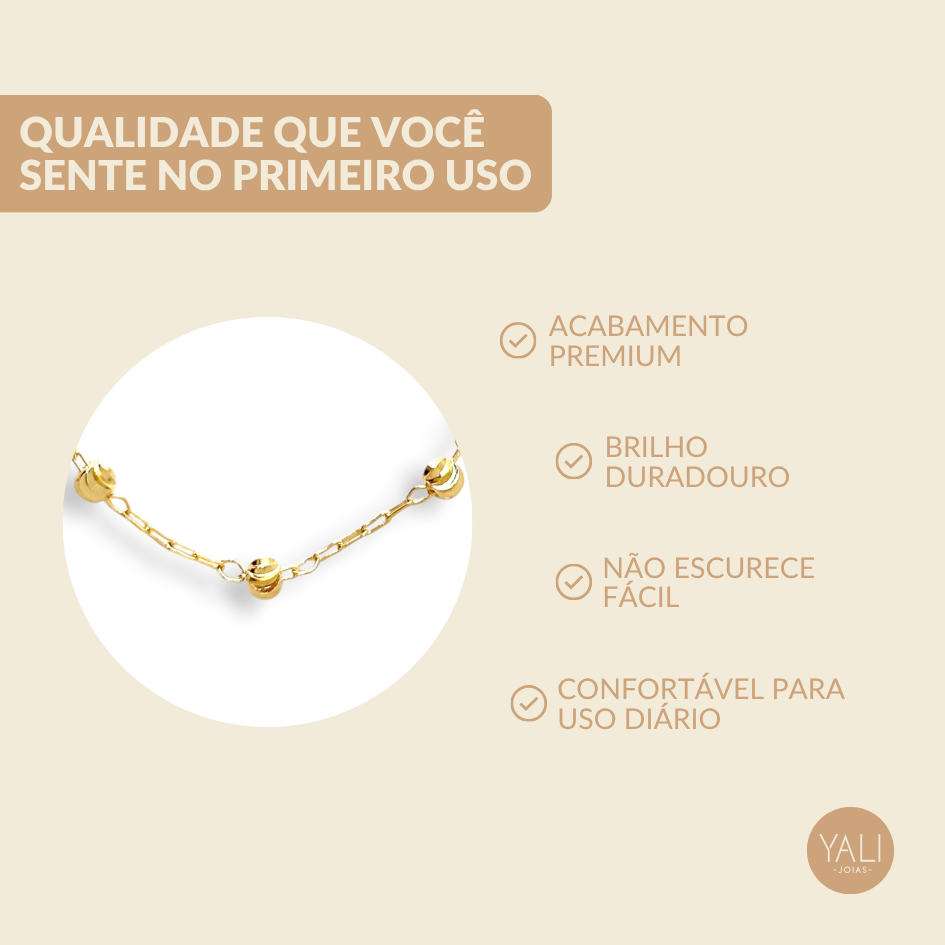 Pulseira Bolinhas Banhada a Ouro 18k Trabalhada