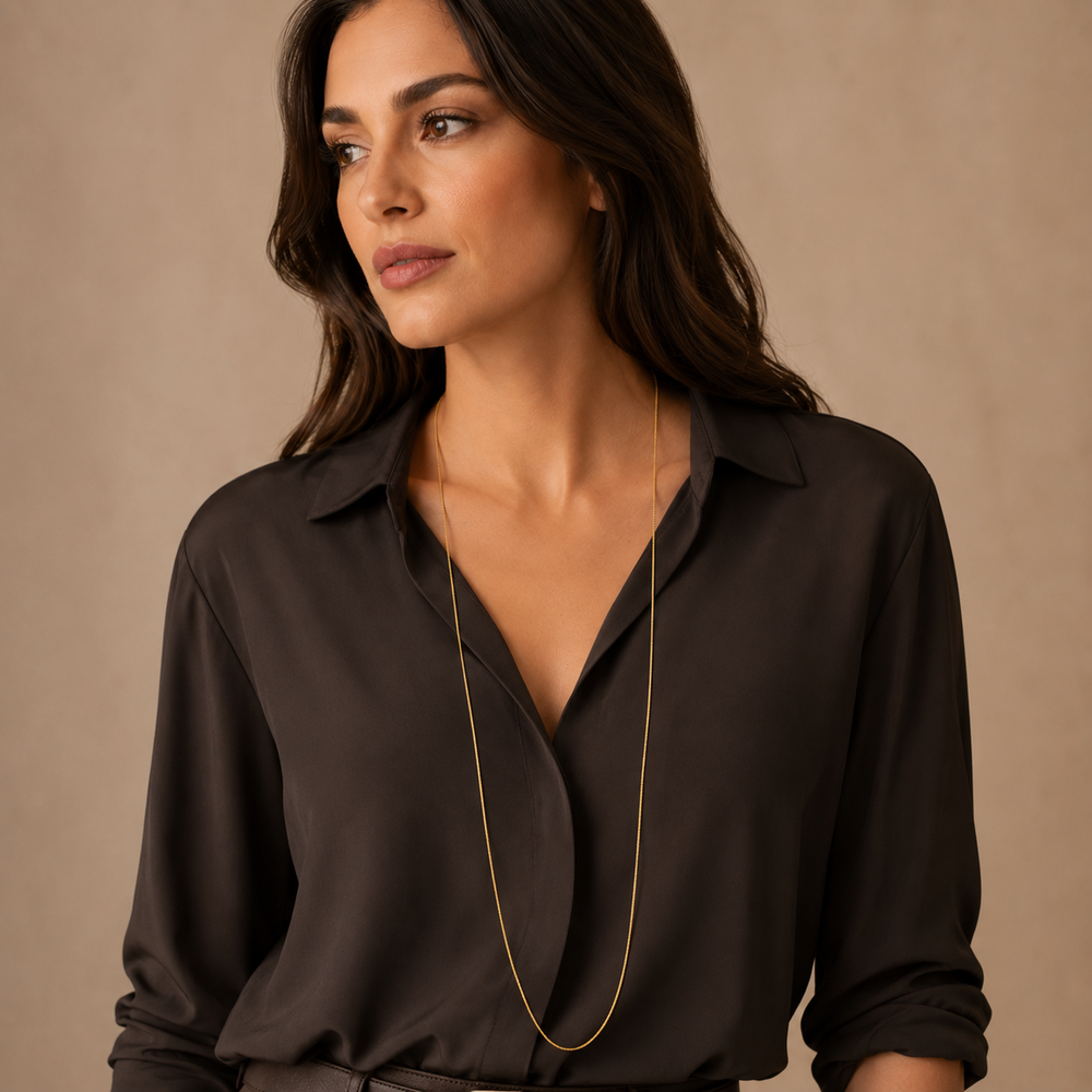 Corrente Veneziana (1mm) Banhada a Ouro 18k - 90 cm