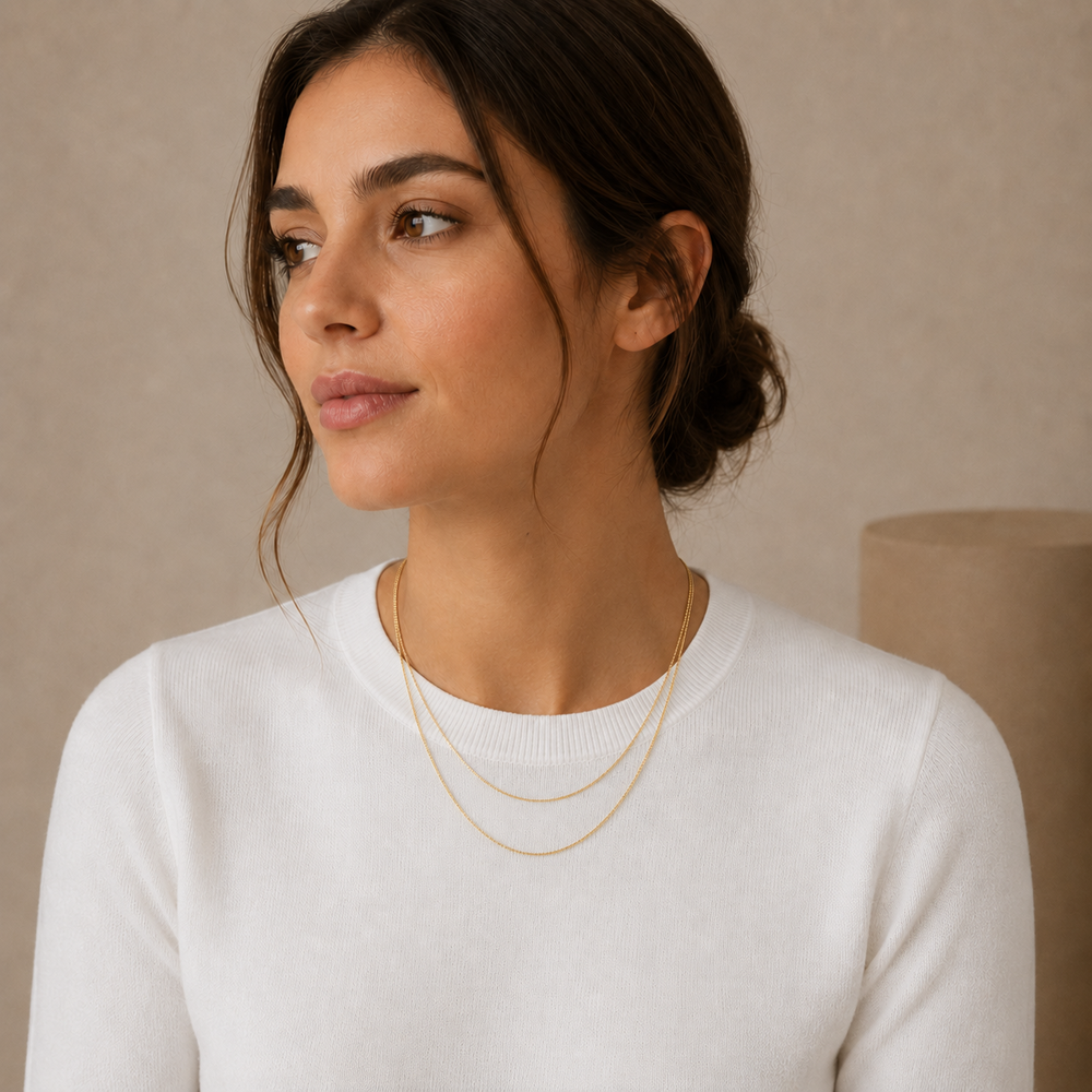Corrente Veneziana (1mm) Banhada a Ouro 18k - 90 cm