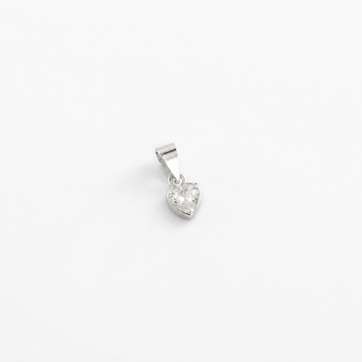 Pingente Ponto de Luz Coração Prata 925 com Zircônia Cristal - 5mm