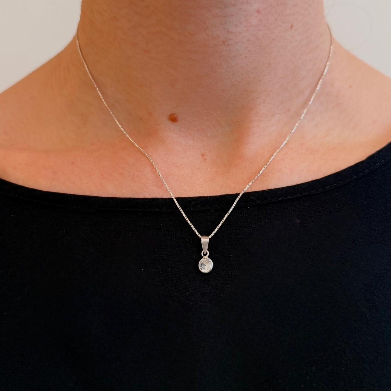 Pingente Ponto de Luz Prata 925 com Zircônia Cristal - 5mm