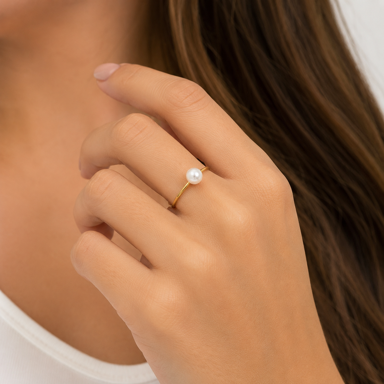 Anel Pérola Shell Banhado a Ouro 18k Tam. 20