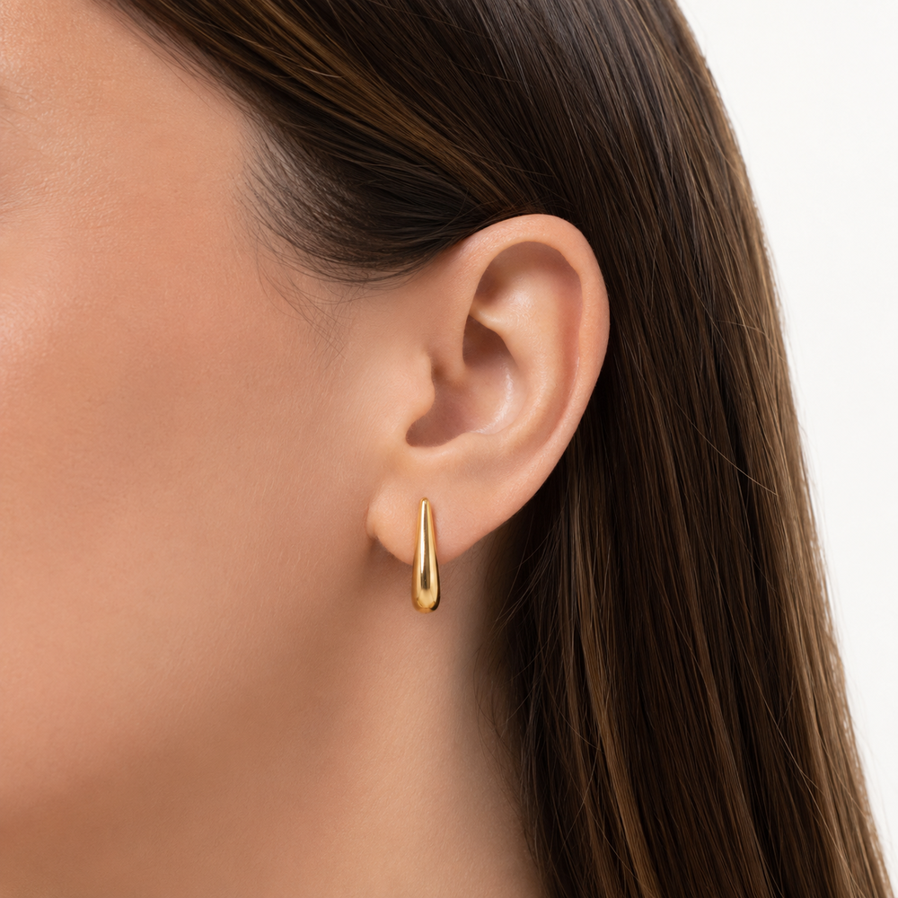 Brinco Argola Estilo Gota Banhada a Ouro 18k - 2 cm