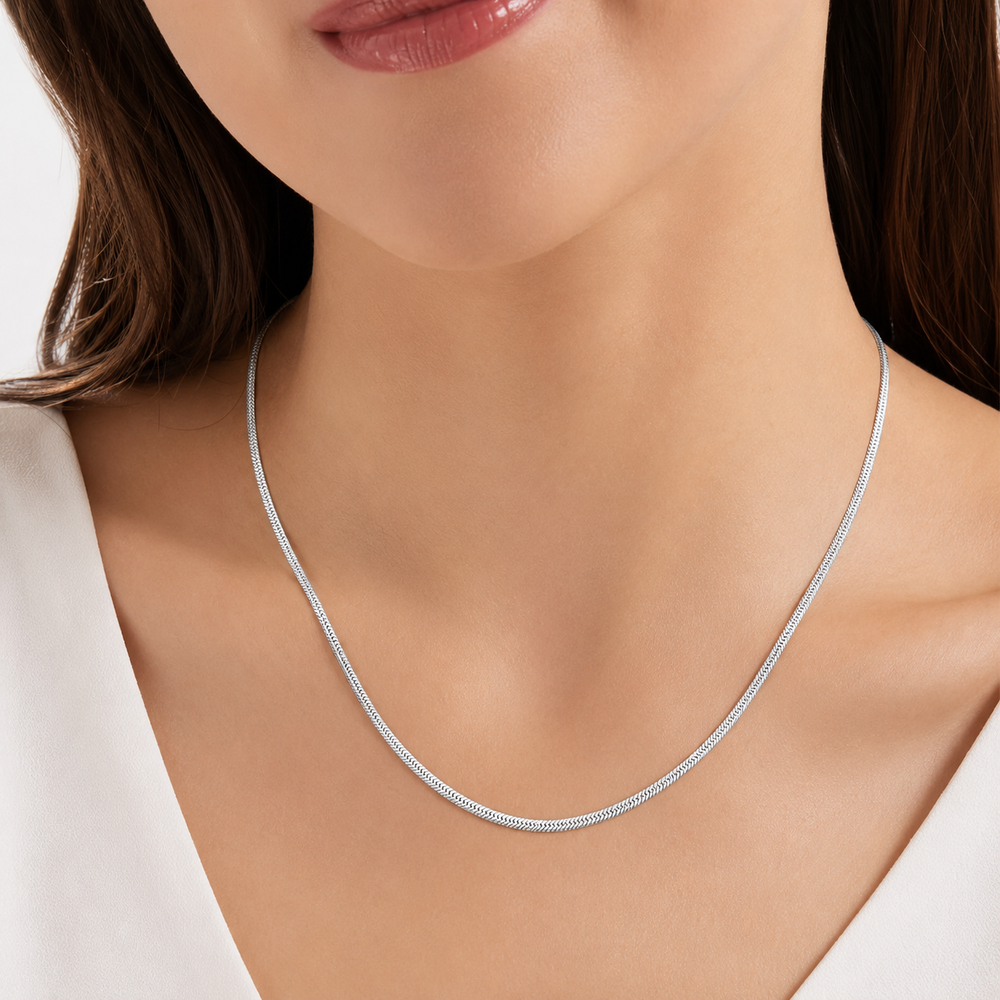 Colar Choker Fita Folheado a Prata- 40 cm + 5 cm (Alongador)