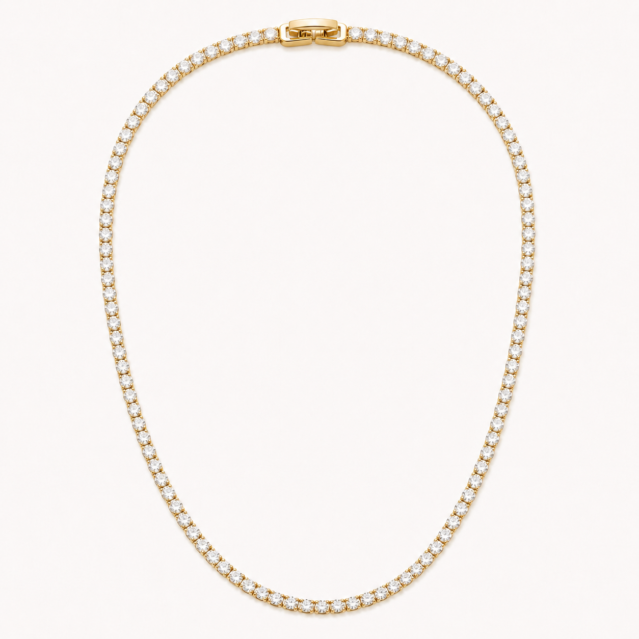 Colar Choker Riviera 2mm Zircônias Banhado a Ouro 18k Fecho Gaveta - 35 cm