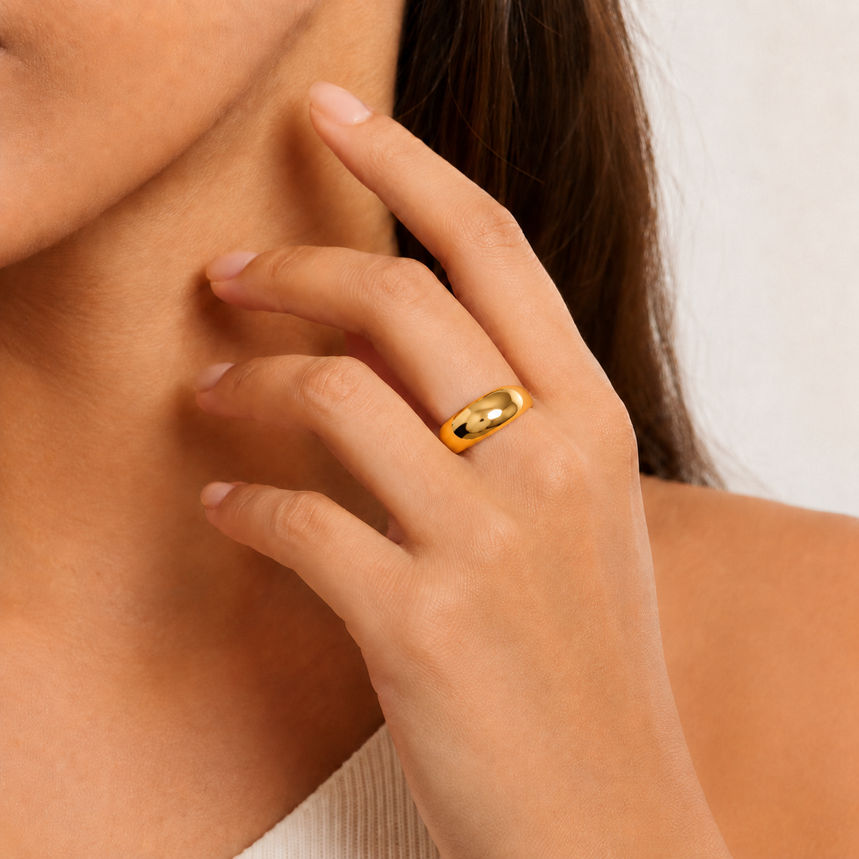 Anel Angular Orgânico Regulável Banhado a Ouro 18k