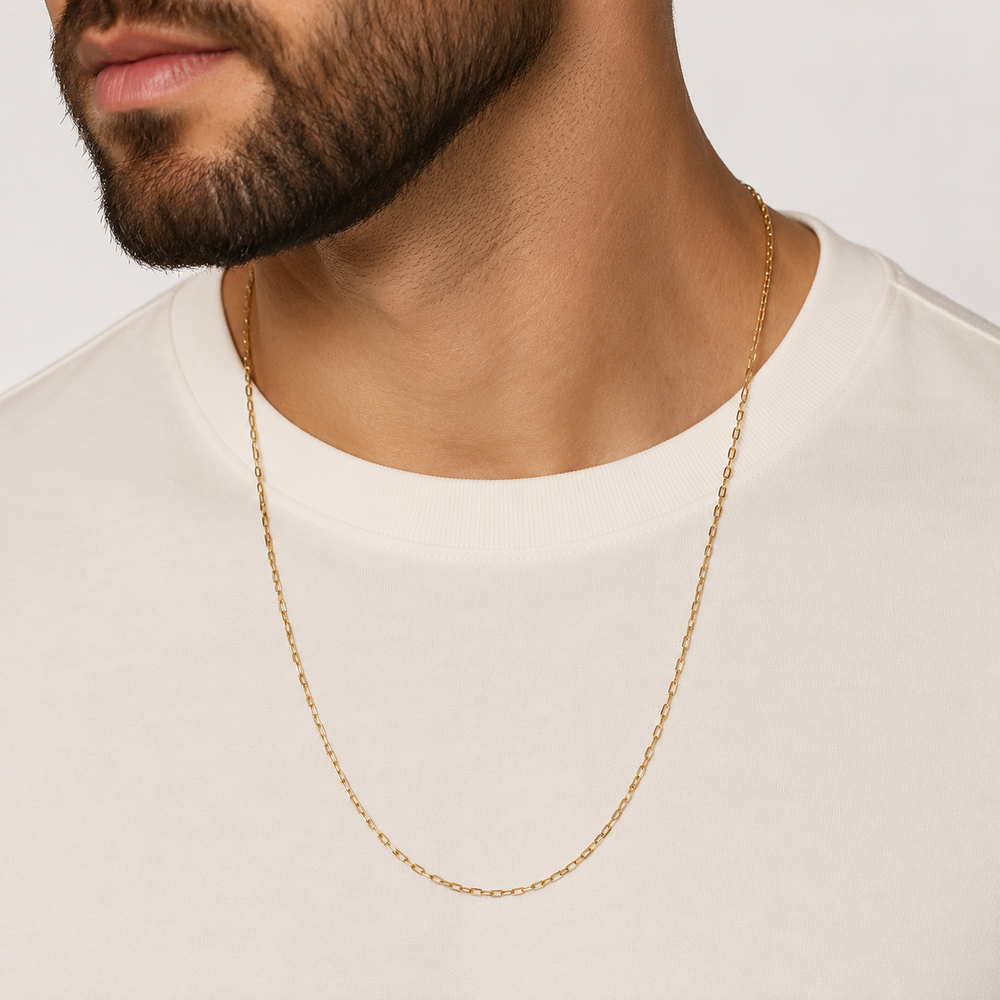 Corrente Masculina Elo Cadeado Banhada a Ouro 18k -  60cm