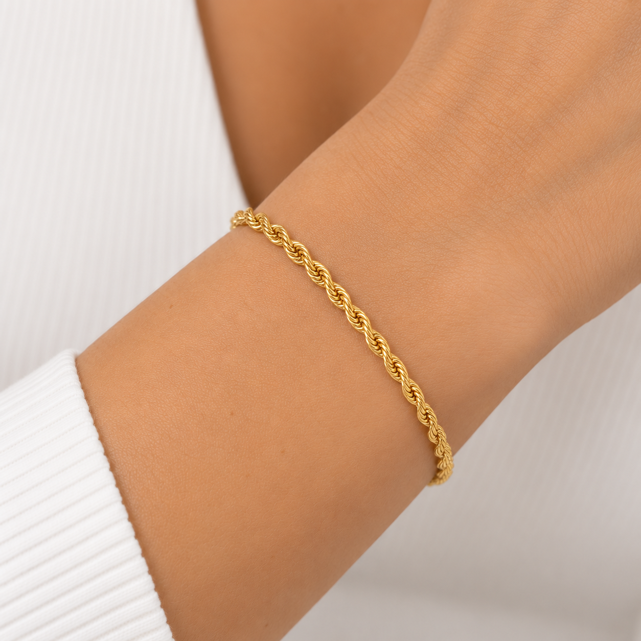Pulseira Cordão Baiano Banhada a Ouro 18k - 15 cm