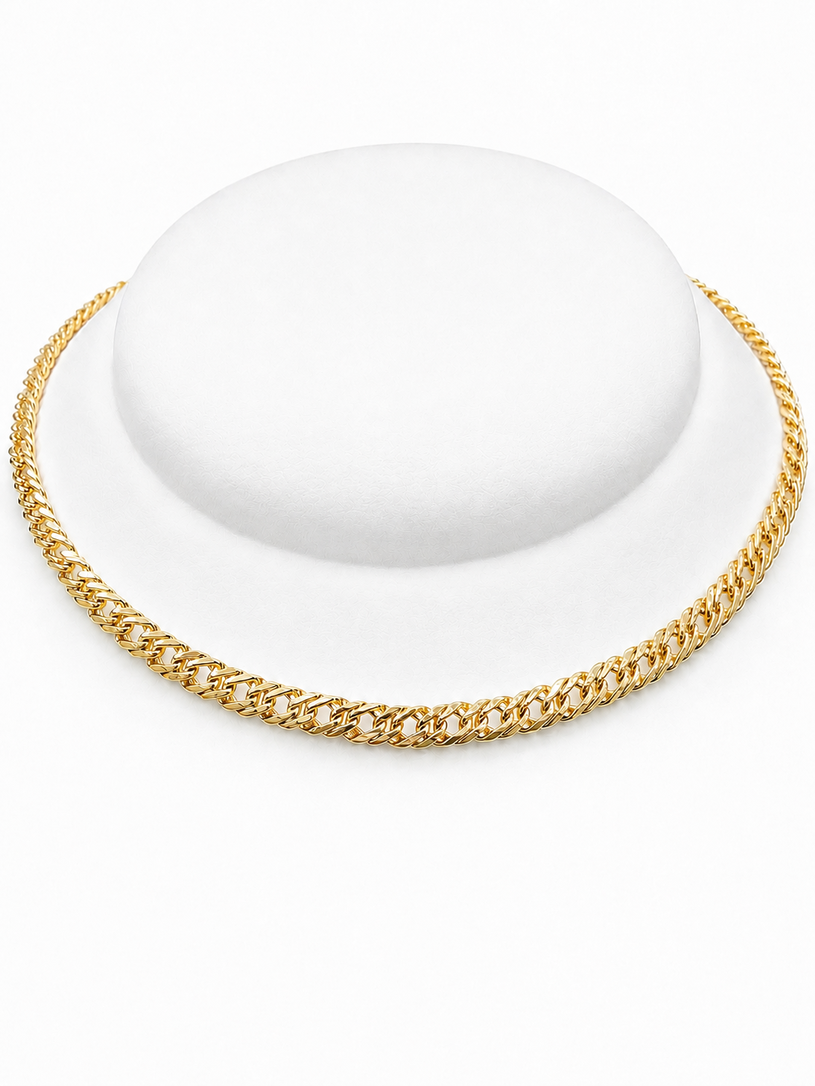 Colar Choker Estilo Elo Romano (5mm) Banhado a Ouro 18k - 30 cm + 10 cm (Alongador)