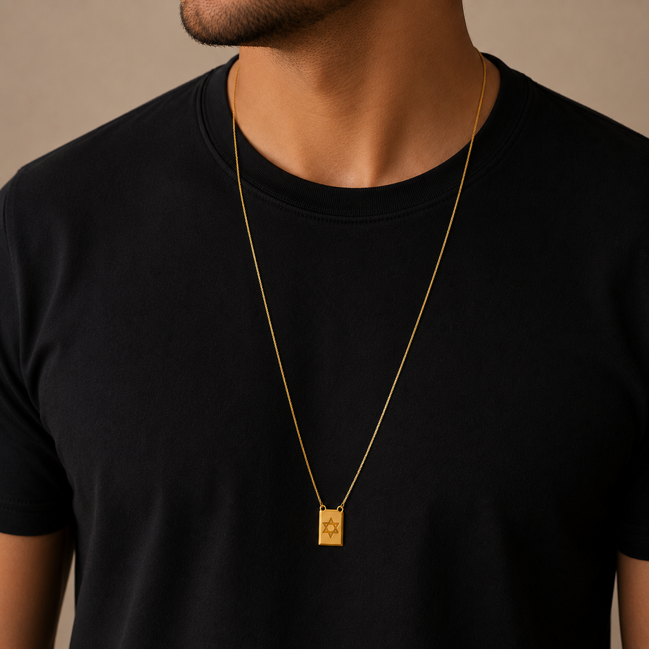 Corrente Escapulário Estrela de Davi Banhado a Ouro 18k - 68 cm