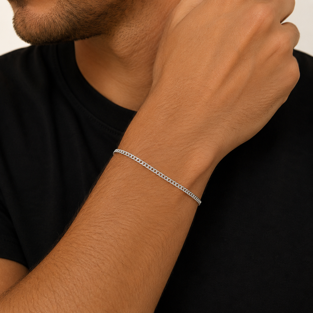 Pulseira Masculina Elo Grumet Duplo Prata 925 - 21 cm