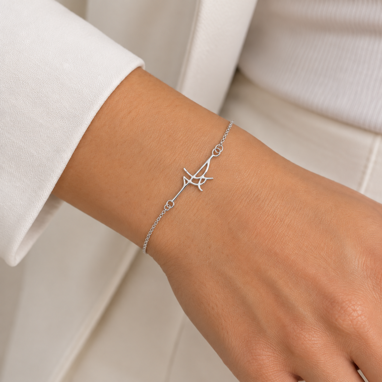 Pulseira Veneziana Fé Prata 925 - 17 cm + 5 cm (Alongador)