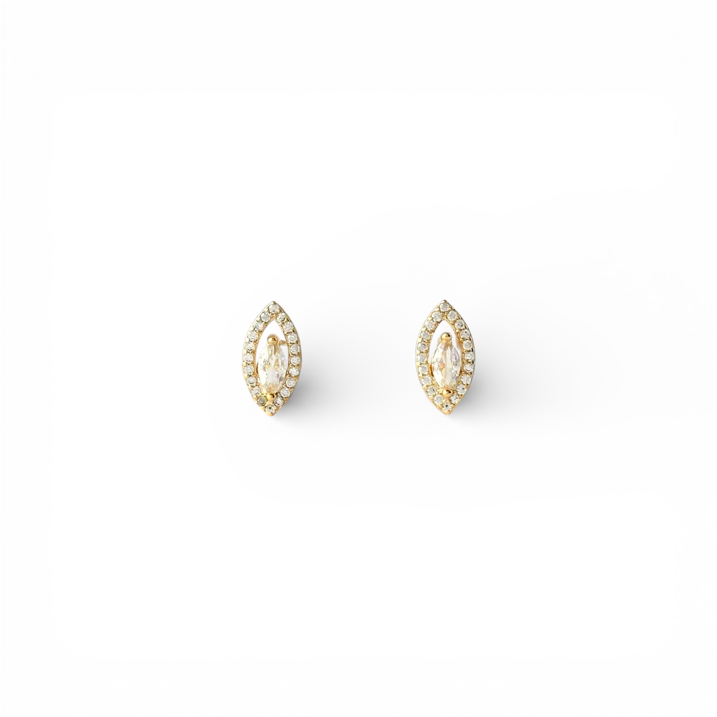 Brinco 2 em 1 Flor e Losango Banhado a Ouro 18k com Zircônias