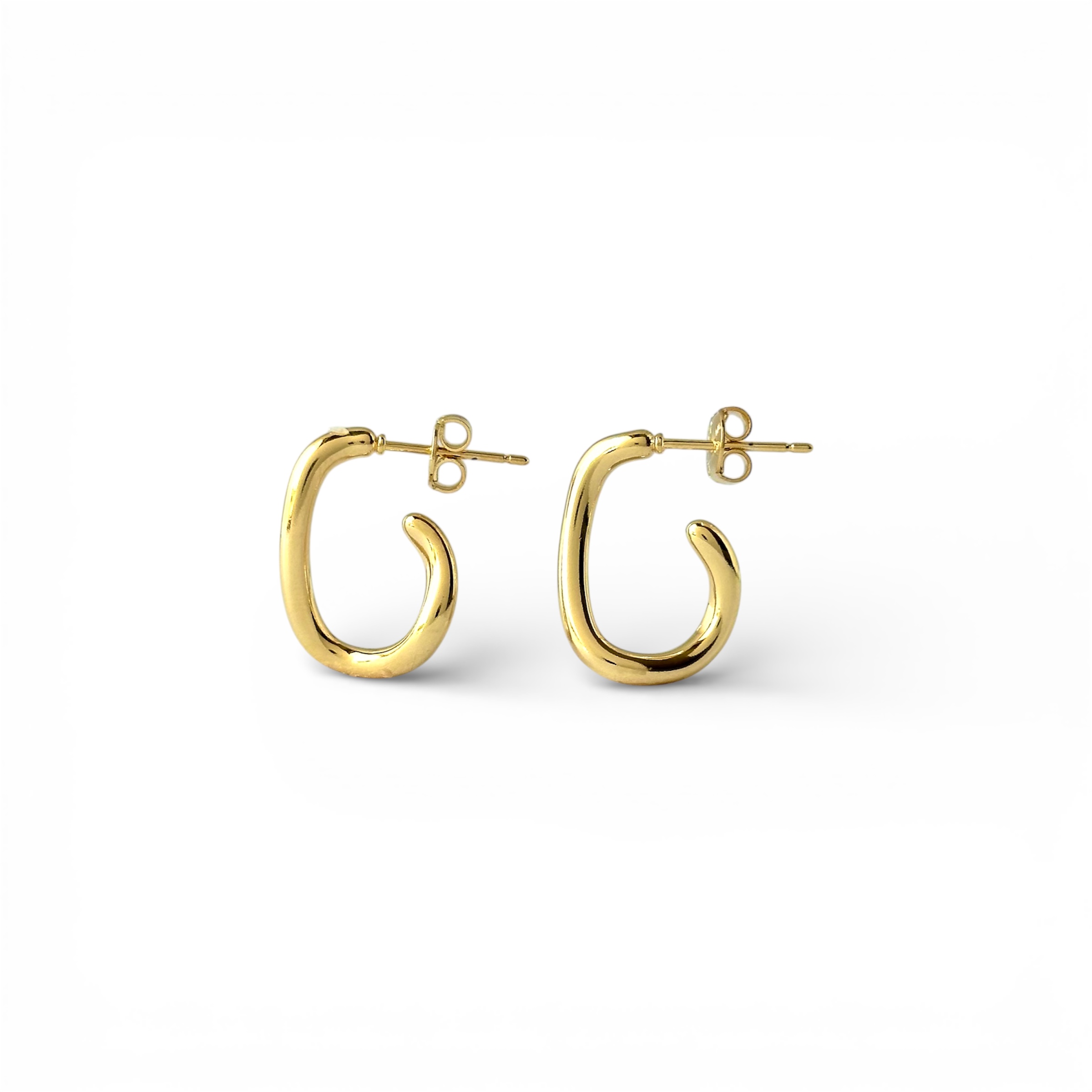 Brinco Argola Aberta Assimétrico Banhado a Ouro 18k - 1,9cm