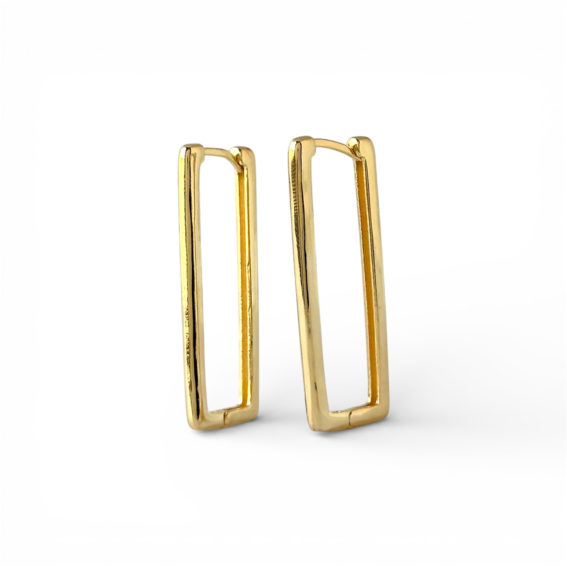 Brinco Argola Retangular Maximalista Banhado a Ouro 18k - 4,0cm