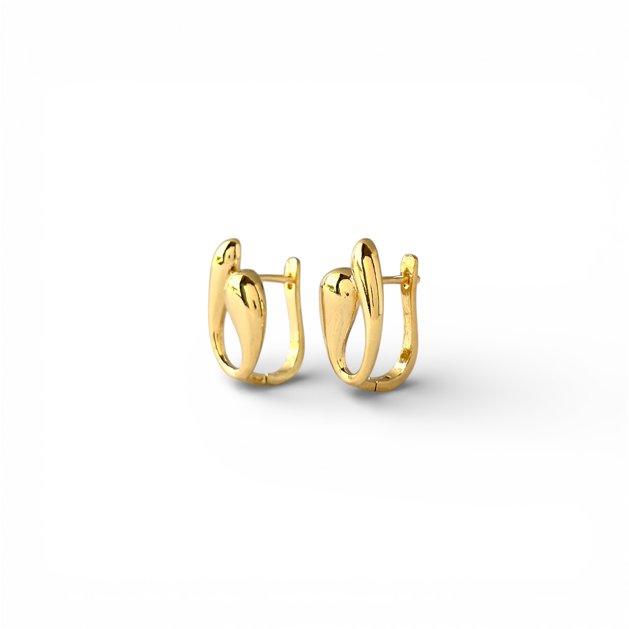 Brinco Argola Orgânica Gota Click Banhado a Ouro 18k