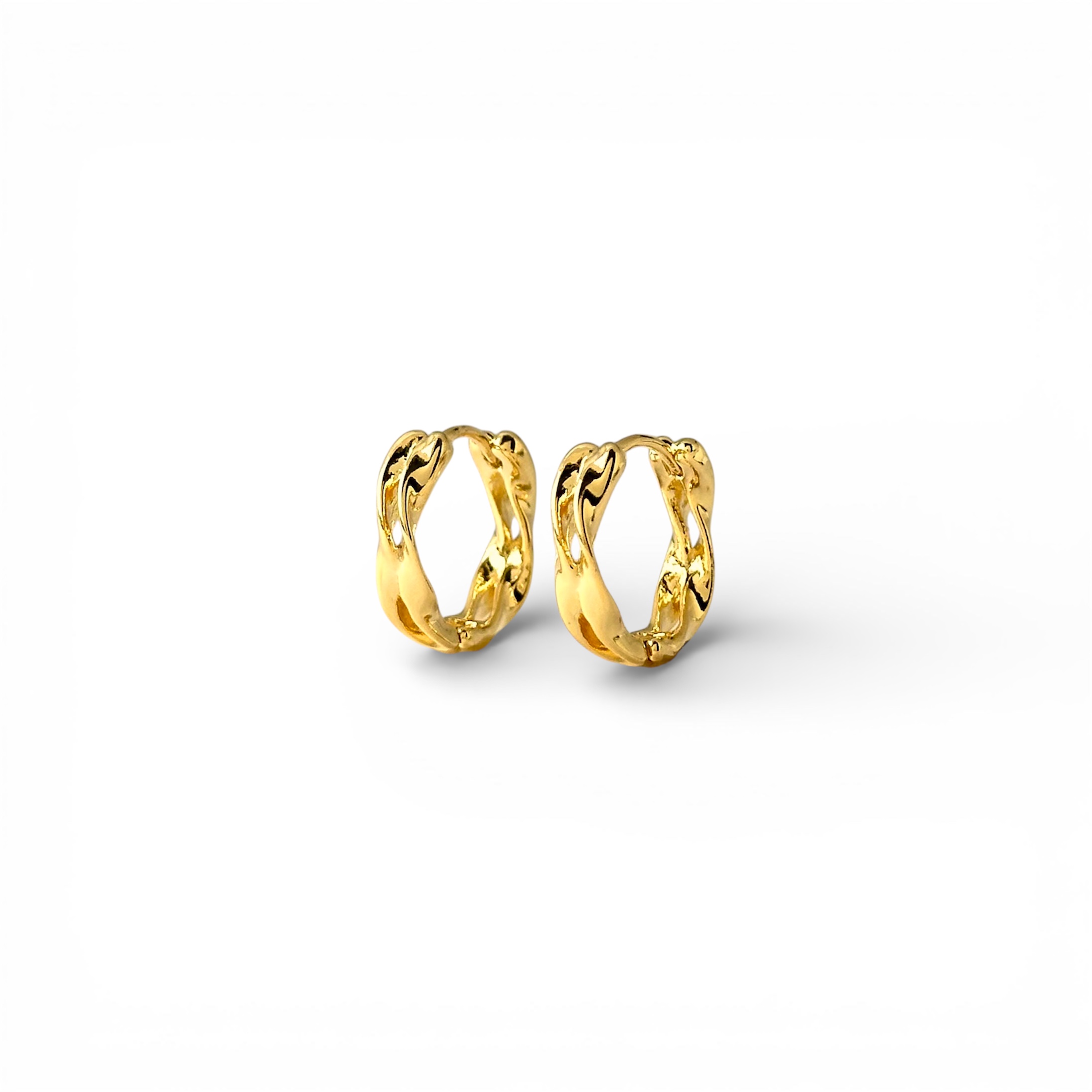 Brinco Argola Click com 2 Linhas Trançadas Banhado a Ouro 18k - 1,6cm