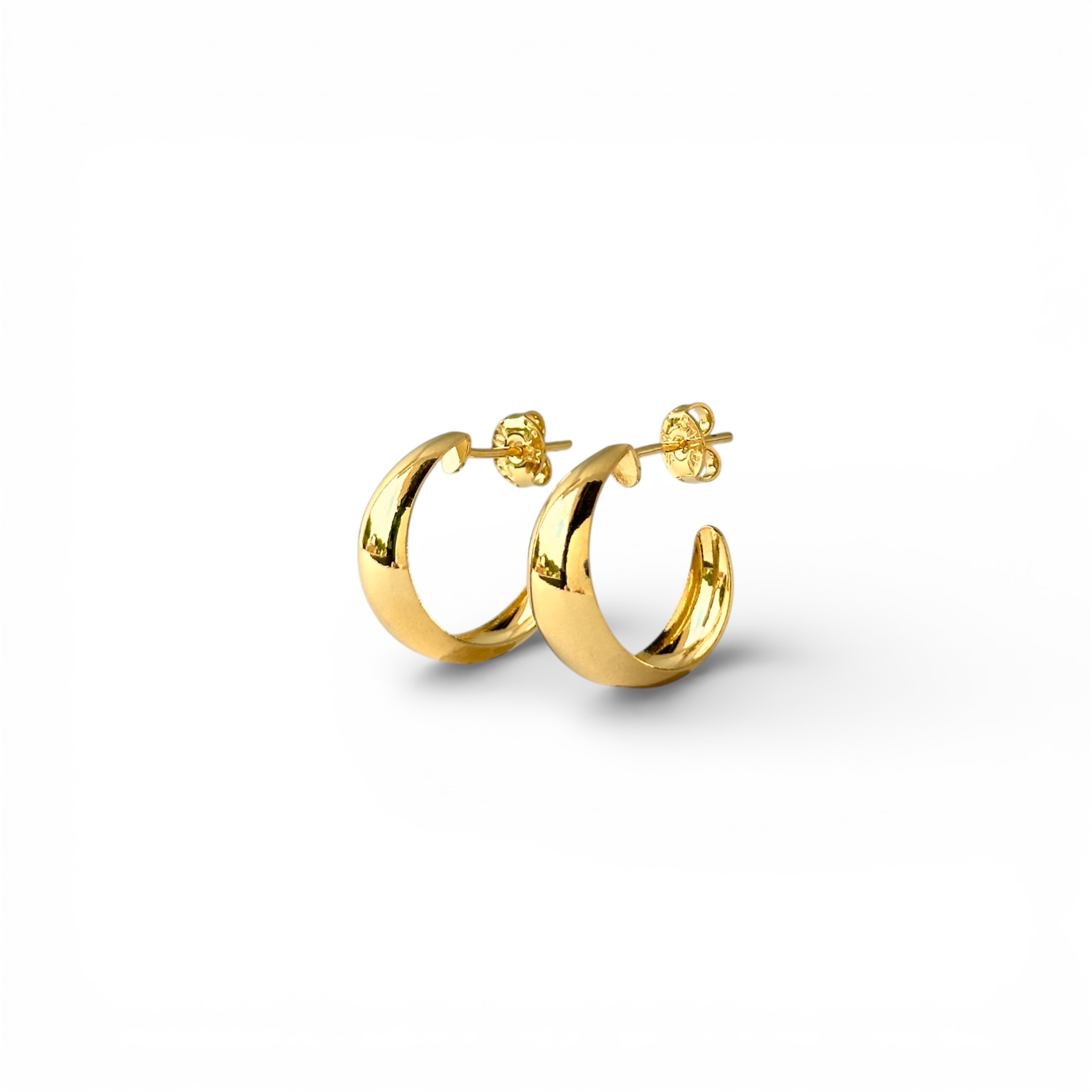 Brinco Argola Aberta Banhada a Ouro 18k Larga Lisa - 1,5cm