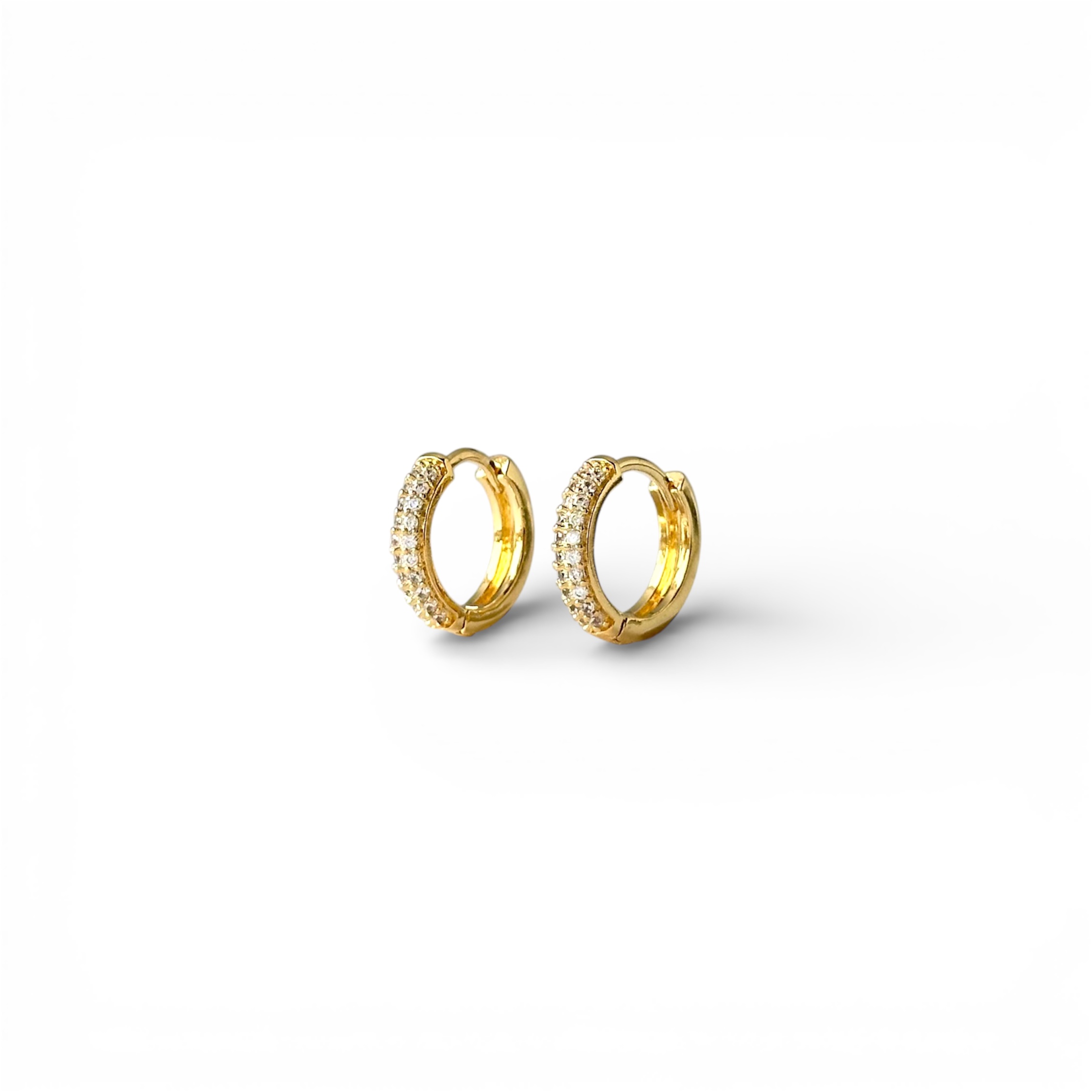 Brinco Argola Click Banhado a Ouro 18k com 2 Linhas de Zircônias - 1,3cm
