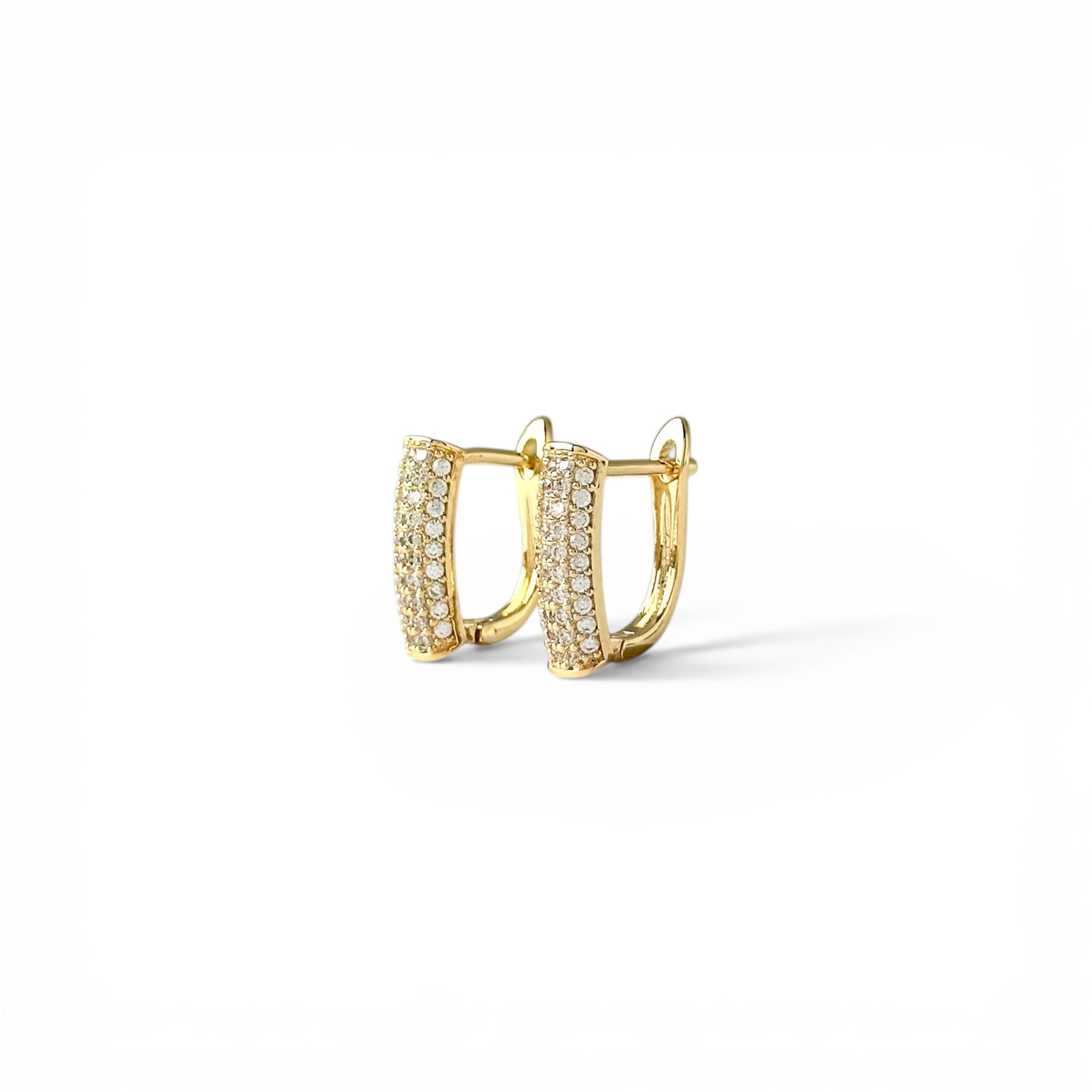 Brinco Argola Click Banhado a Ouro 18k com 4 Linhas de Zircônias