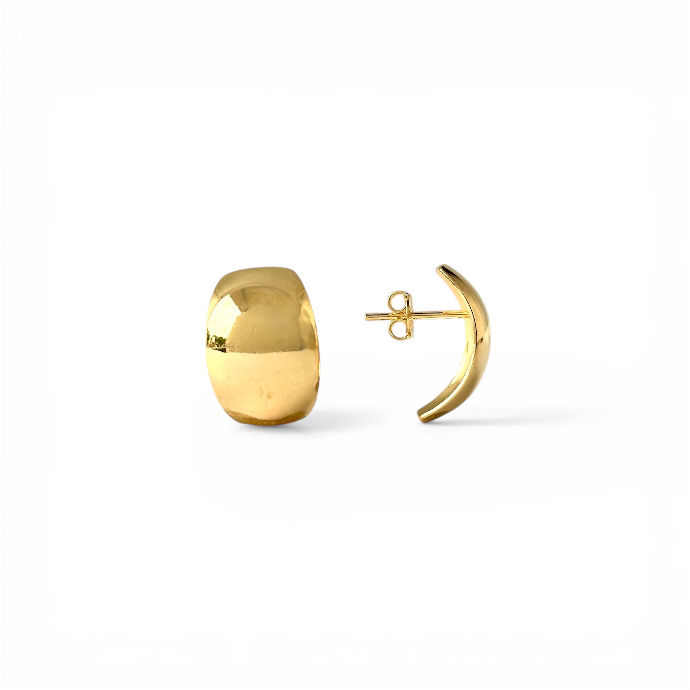 Brinco Orgânico Design Abaulado Quadrado Banhado a Ouro 18k