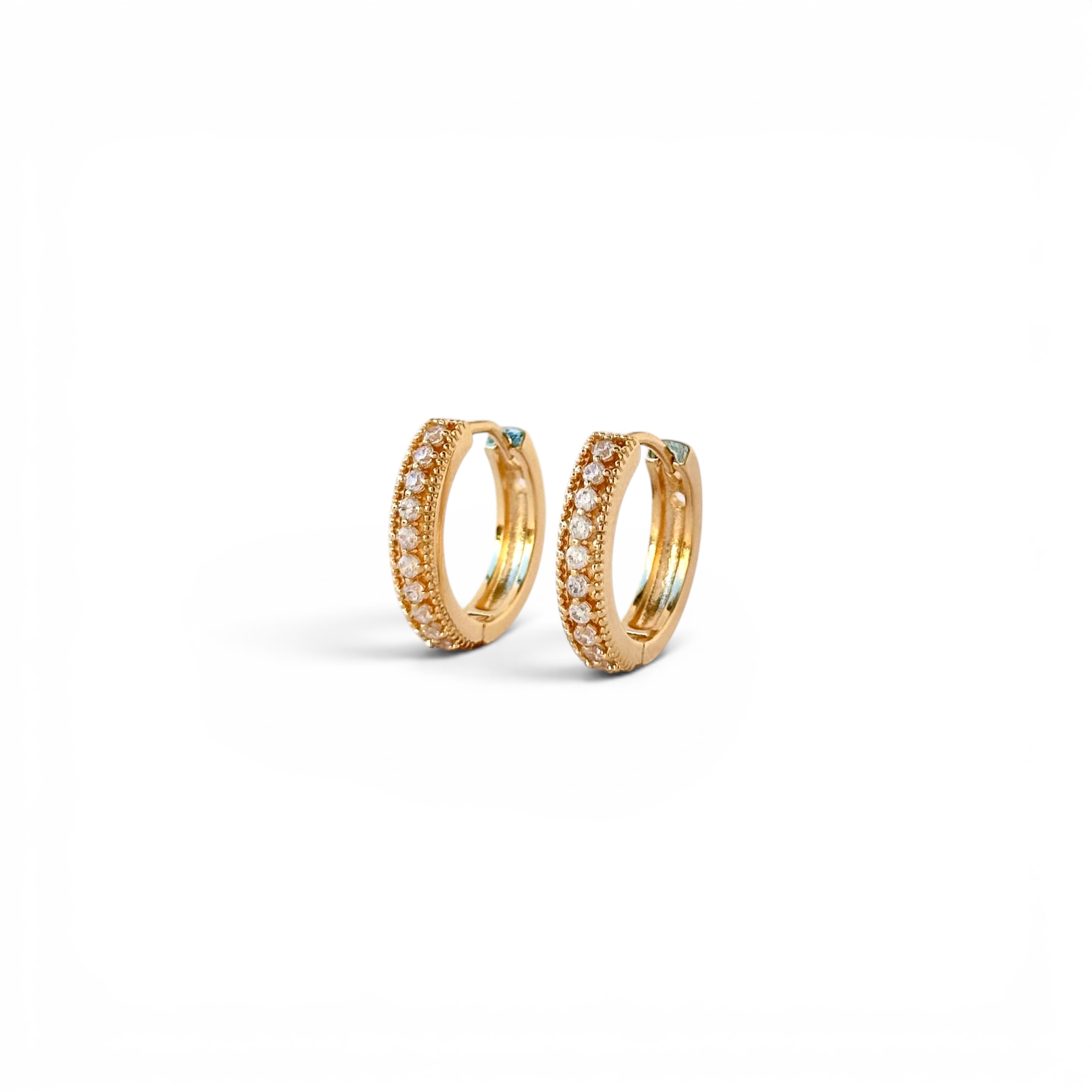 Brinco Argola Click Banhado a Ouro 18k com 1 Linha de Zircônias - 1,6cm