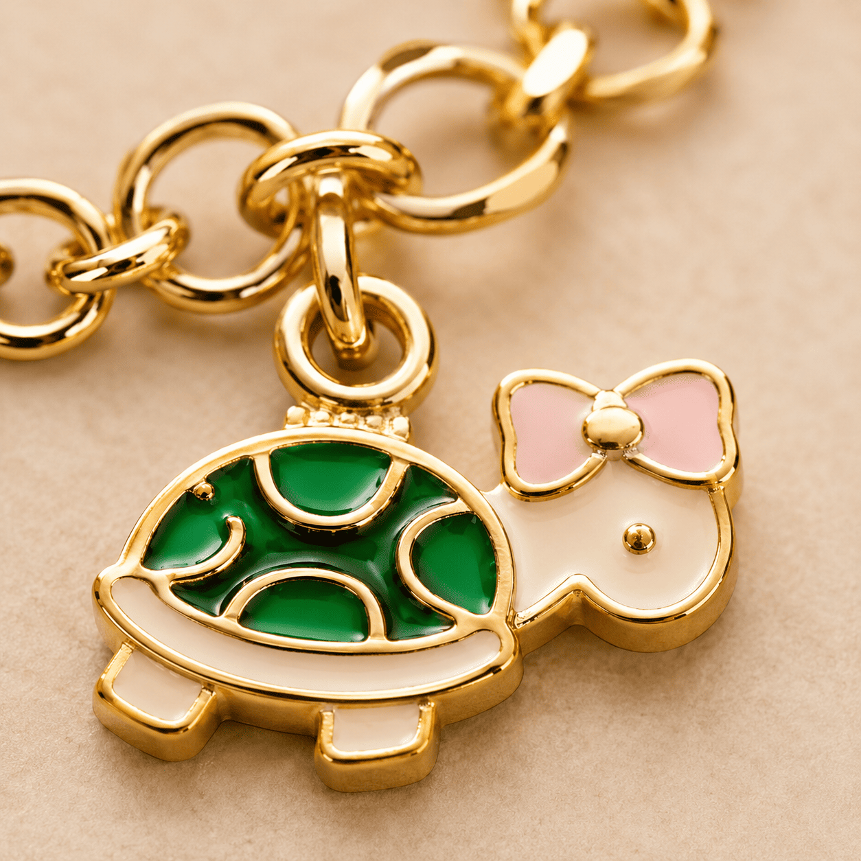 Pulseira Infantil Tartaruga Banhada a Ouro 18k - 13cm + 2cm (alongador)