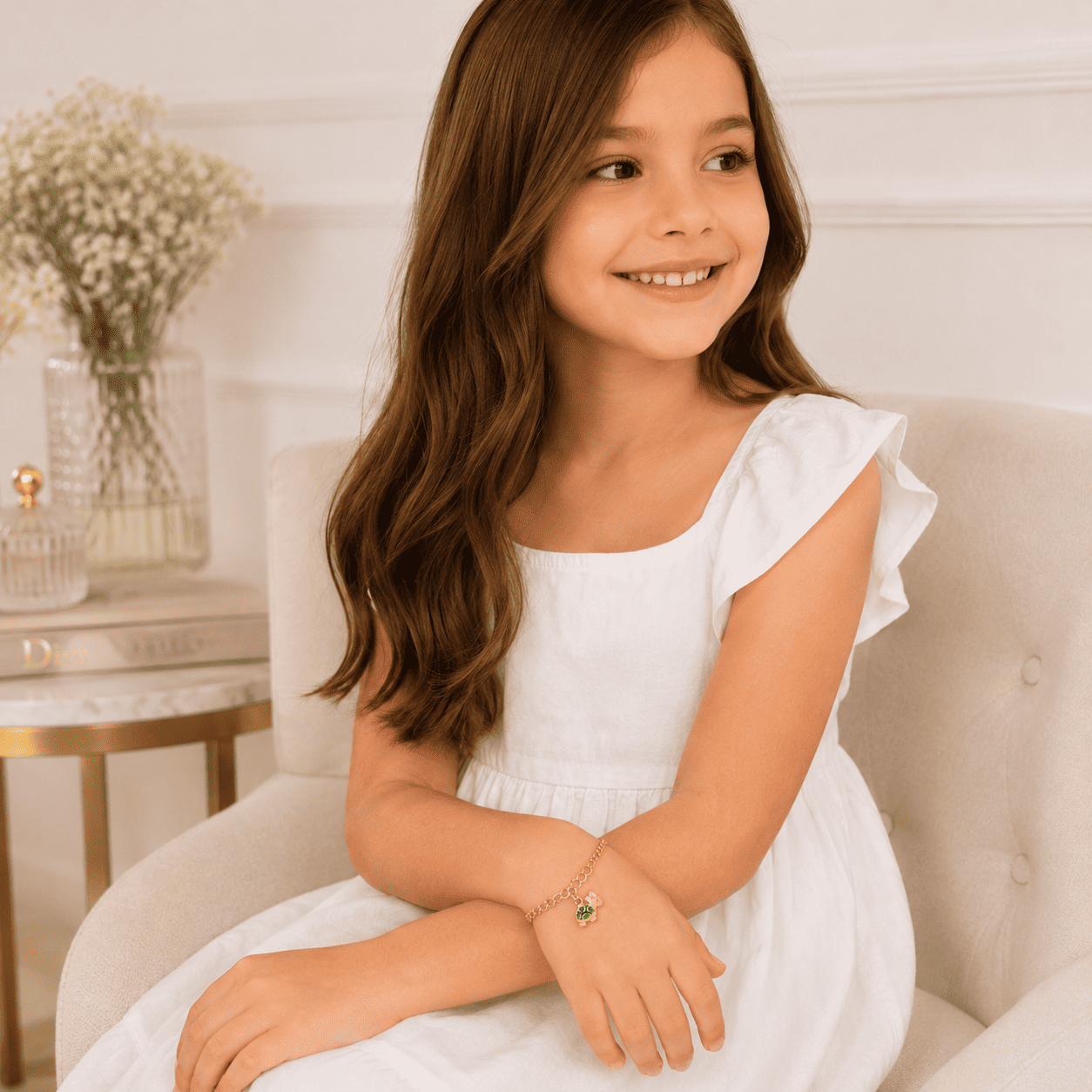 Pulseira Infantil Tartaruga Banhada a Ouro 18k - 13cm + 2cm (alongador)