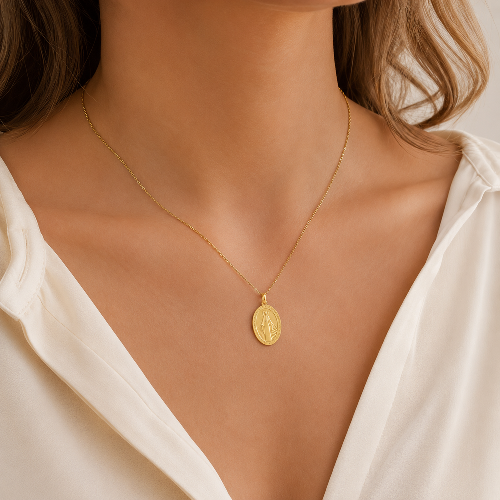 Pingente Nossa Senhora das Graças Banhado a Ouro 18k