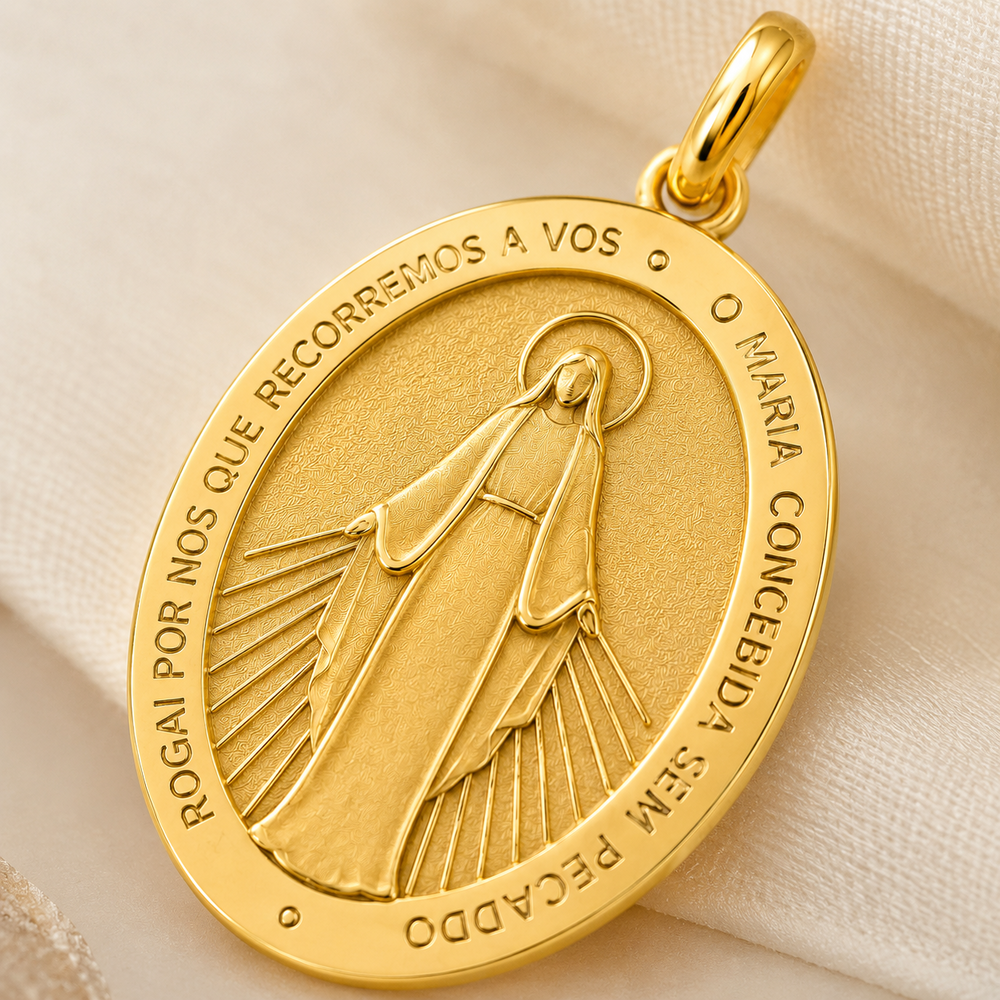 Pingente Nossa Senhora das Graças Banhado a Ouro 18k