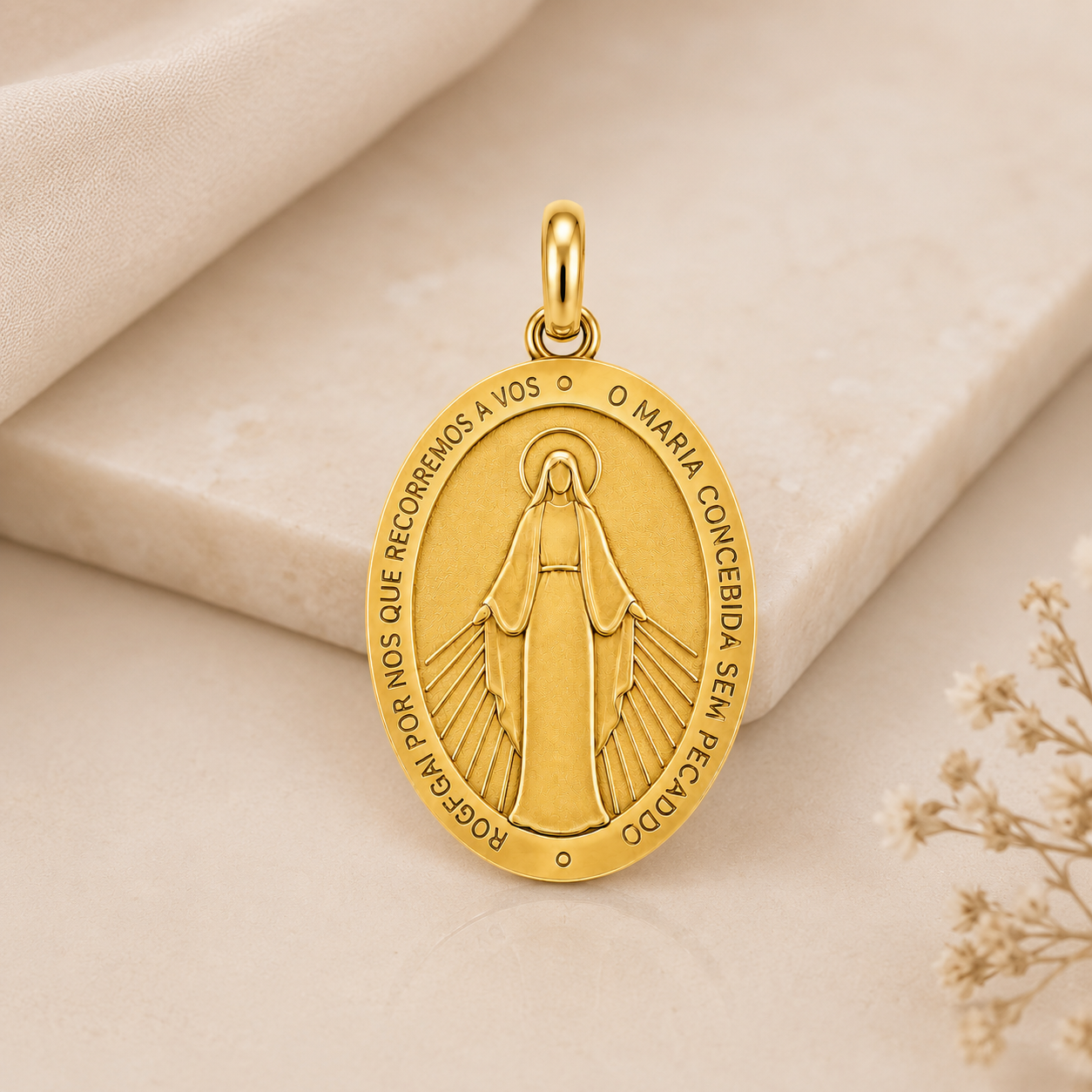 Pingente Nossa Senhora das Graças Banhado a Ouro 18k