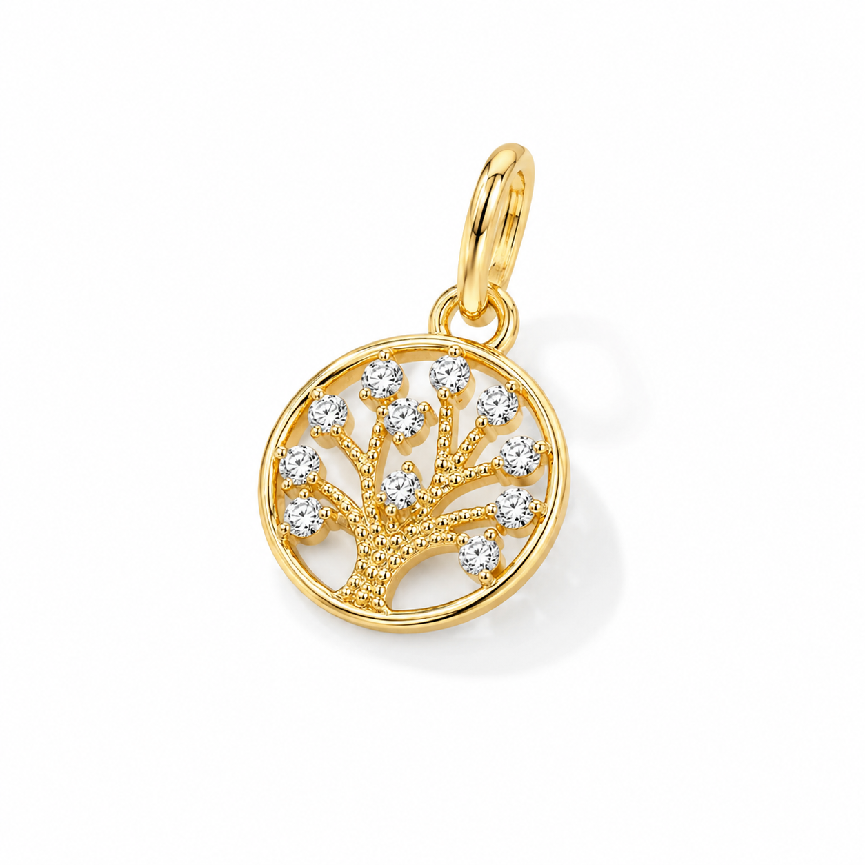 Pingente Árvore da Vida com 12 Pedras Banhado a Ouro 18k com Zircônias