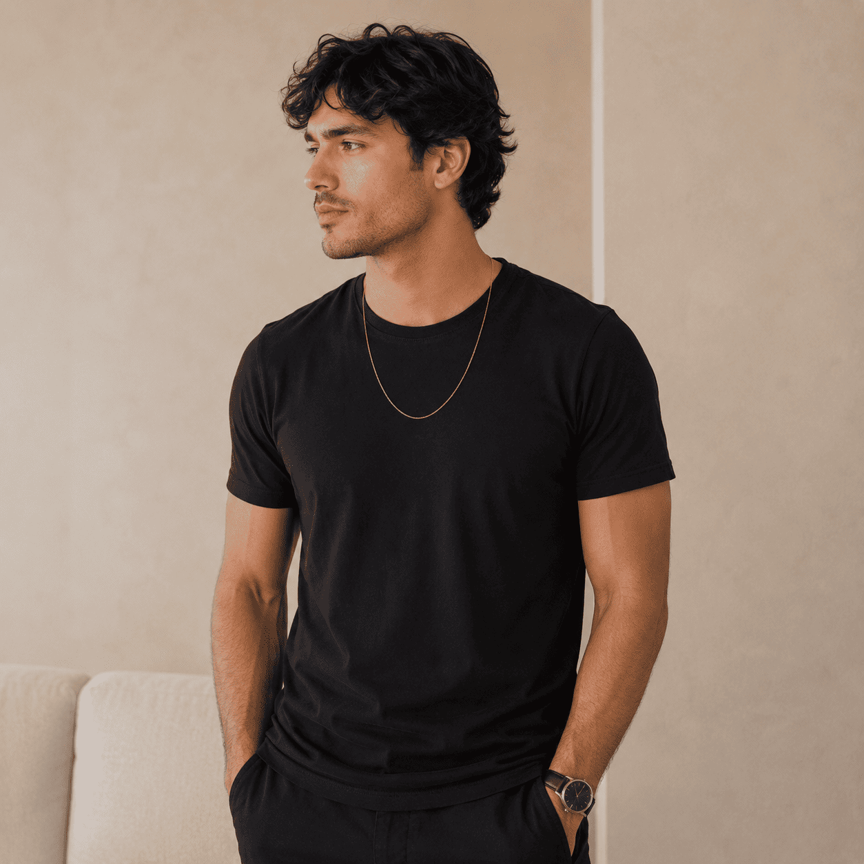 Corrente Masculina Elo 5 em 1 Fina Banhada a Ouro 18k - 60cm