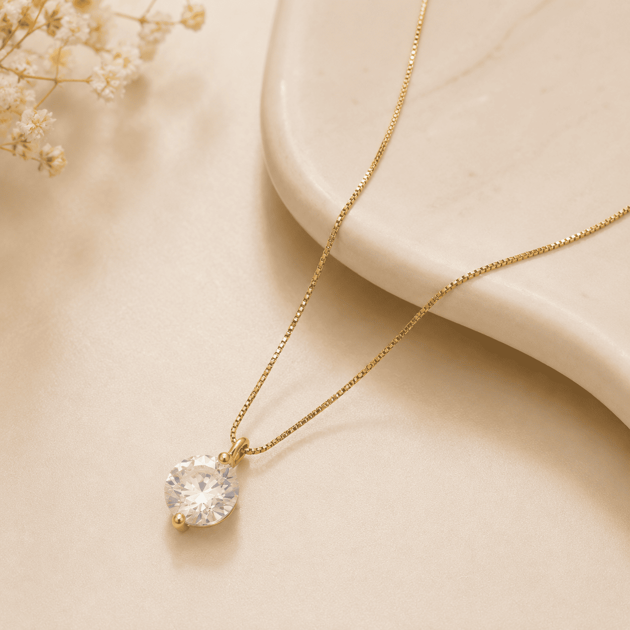 Colar Ponto de Luz com Detalhe Banhado a Ouro 18k com Zircônia - 8mm | 45cm + 5cm (alongador)
