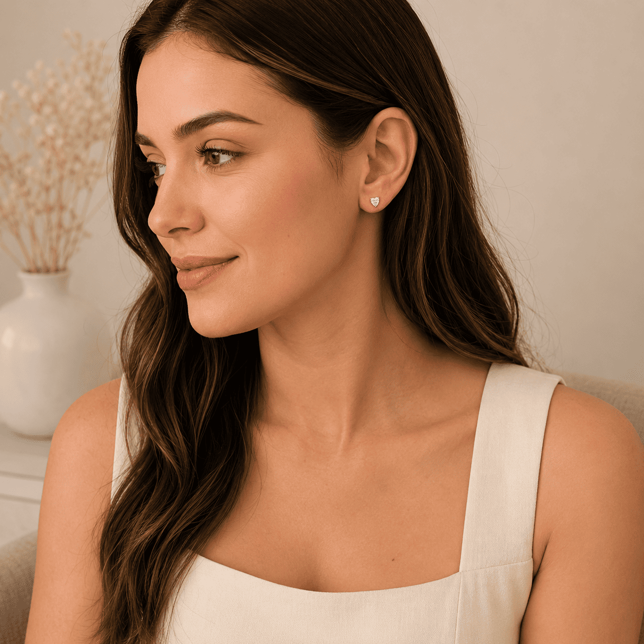 Brinco Ponto de Luz Coração Banhado a Ouro 18k com Zircônia - 6mm