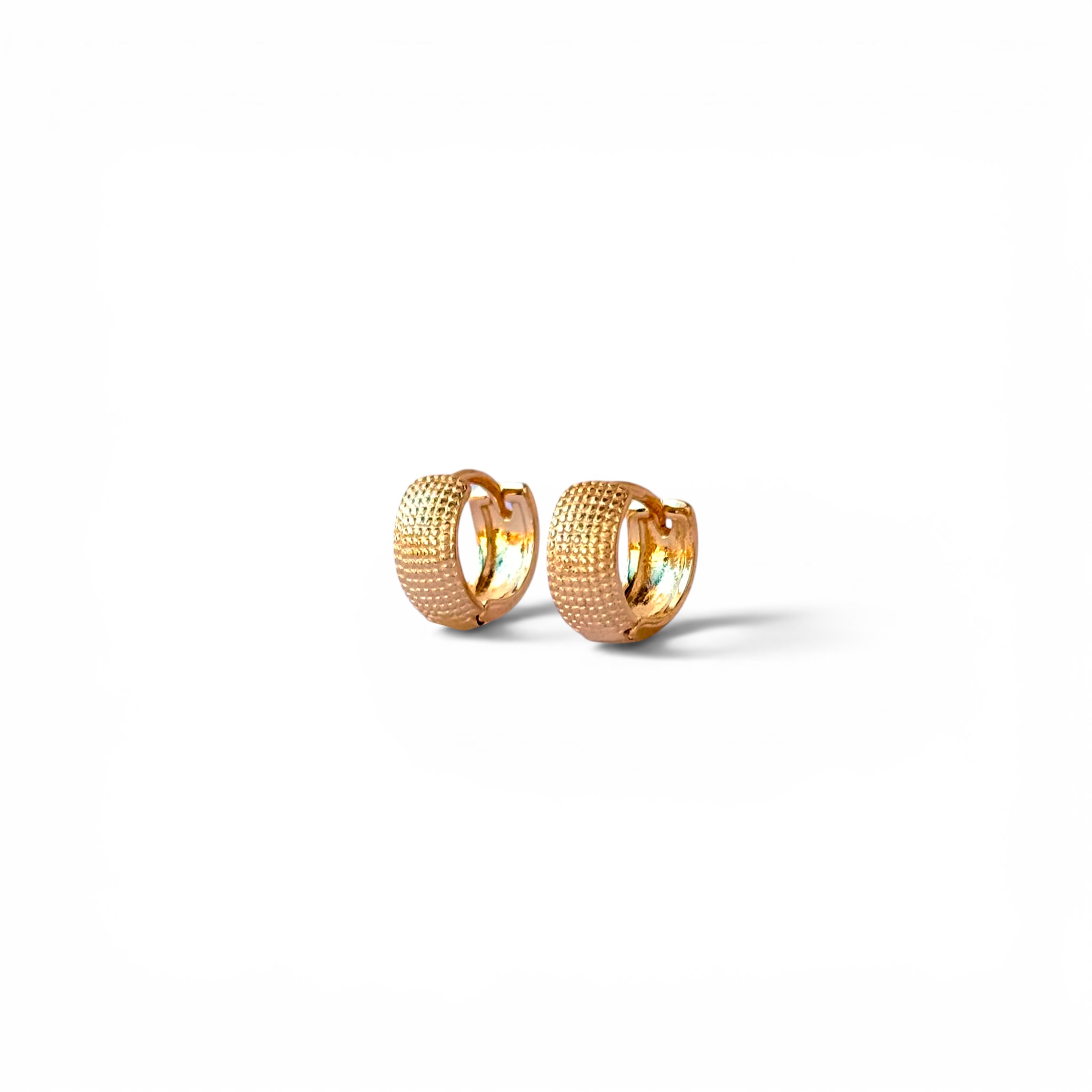 Brinco Argola Pontilhada Banhada em Ouro 18k - 1,0cm