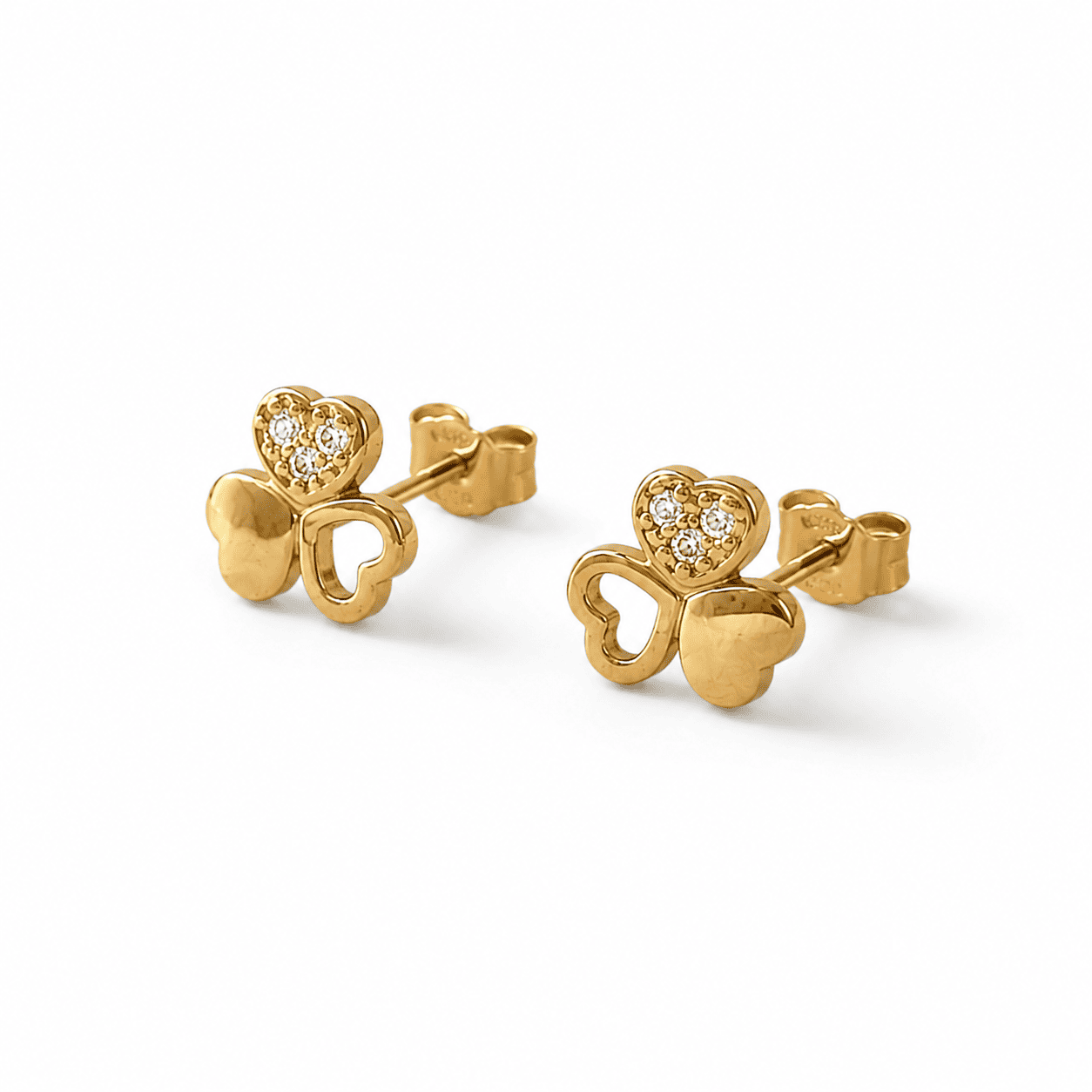 Brinco Trevo Flor Banhado a Ouro 18k com Zircônias - 8mm