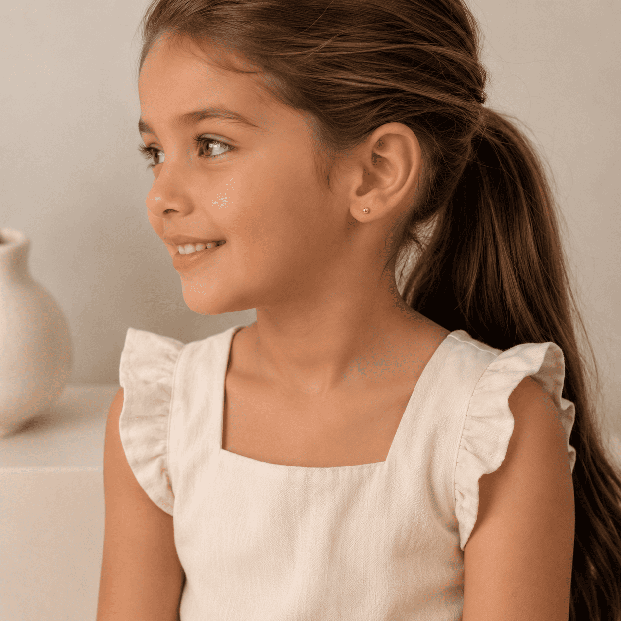 Brinco Infantil Bolinha Banhado a Ouro 18k - 3mm