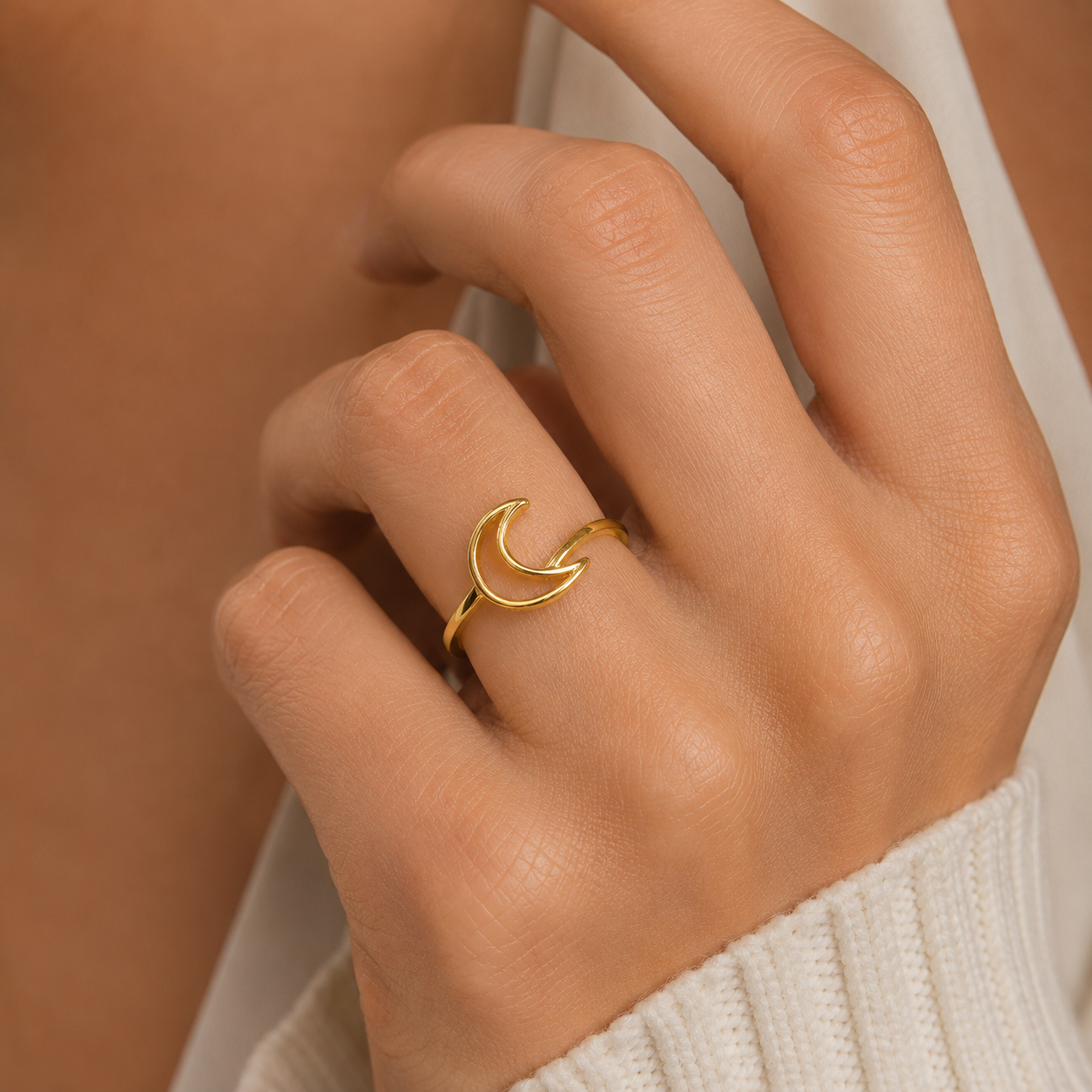 Anel Lua Banhado Ouro 18k