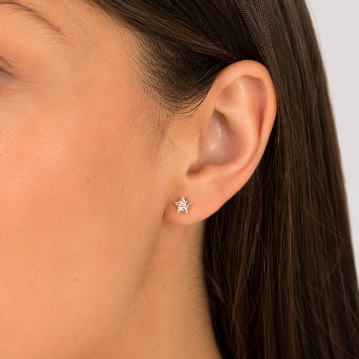 Brinco Estrela em Zircônia Banhado a Ouro 18k Zircônia - 9 mm