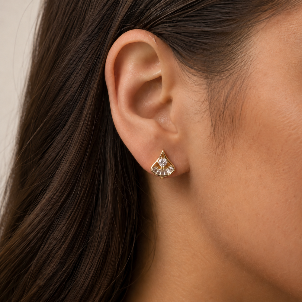 Brinco Pressão Gota Banhado a Ouro 18k com Zircônia - 1,1 cm