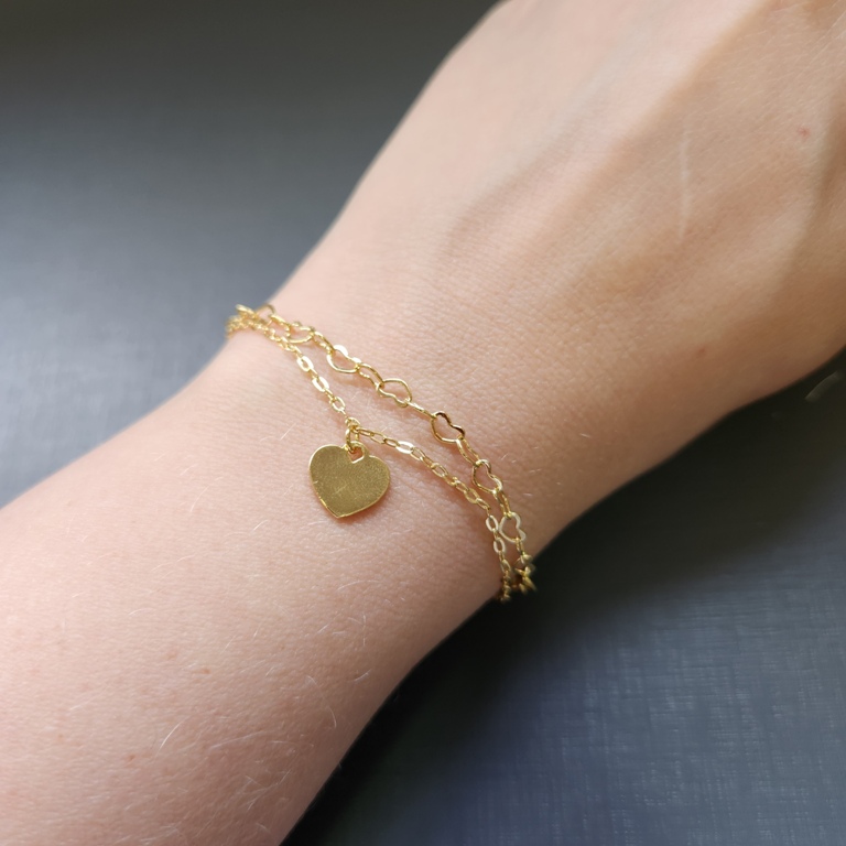 PULSEIRA OURO DUPLA CORAÇÕES