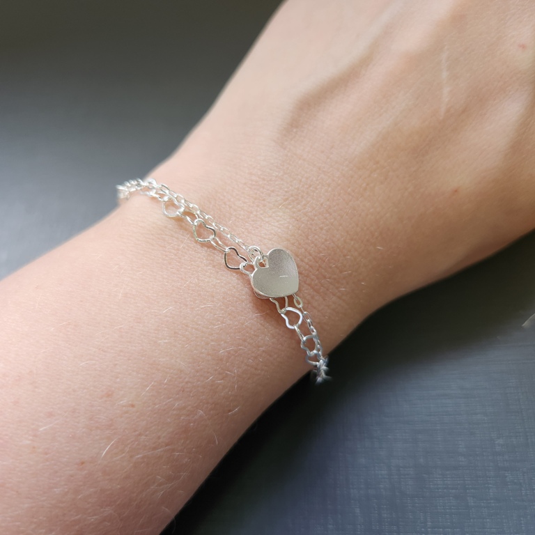 PULSEIRA PRATA DUPLA CORAÇÕES