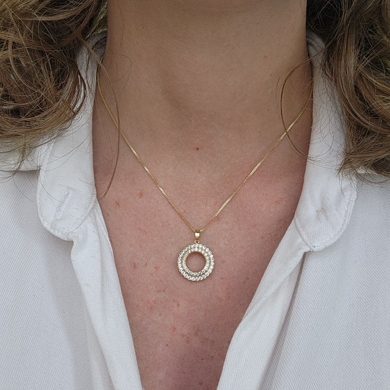 COLAR OURO CIRC ONDULADO ZIRC