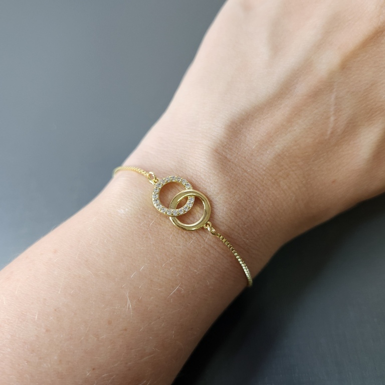 PULSEIRA OURO ELOS ZIRC LISO