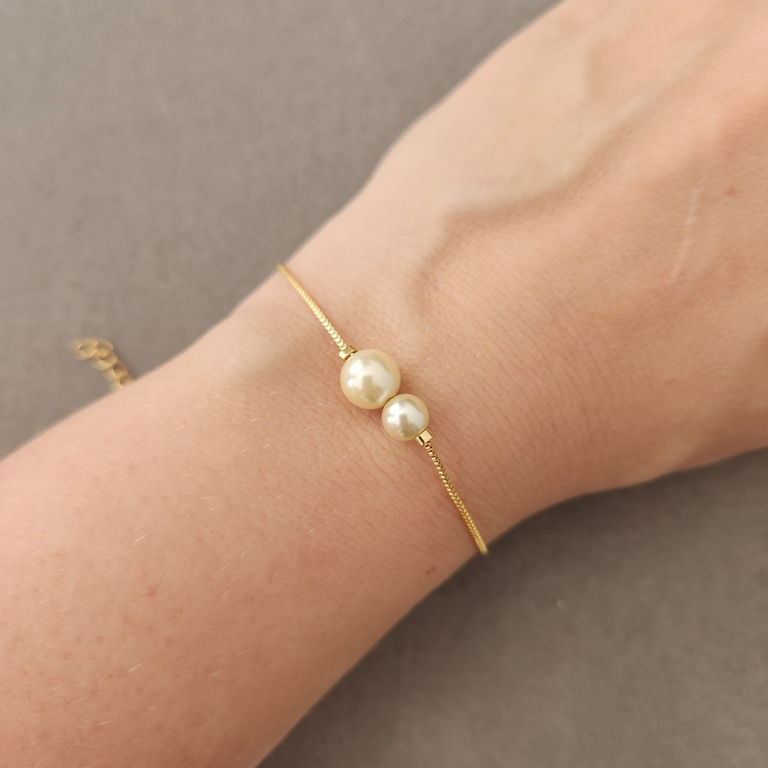 PULSEIRA PRATA DUAS PÉROLAS