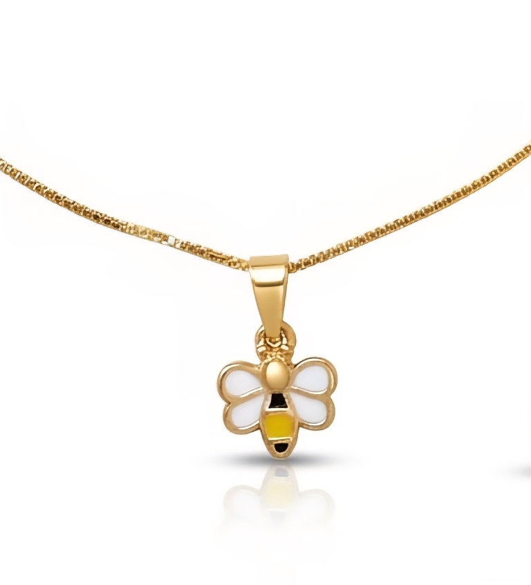 COLAR INFANTIL ABELHINHA BANHADO A OURO 18K