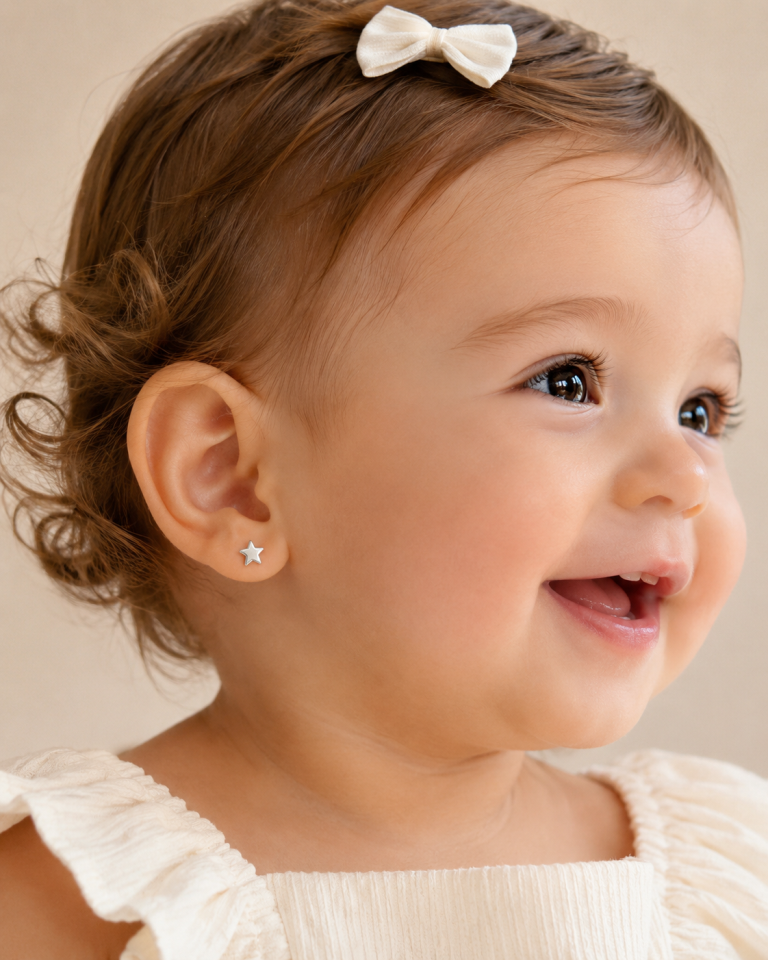 BRINCO PRATA ESTRELA TARRACHA BABY OURO 18K