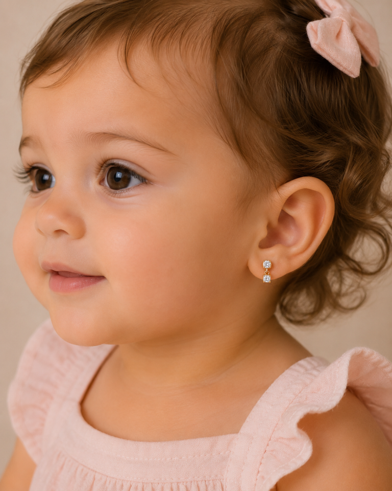 BRINCO OURO PINGENTE PONTO DE LUZ TARRACHA BABY